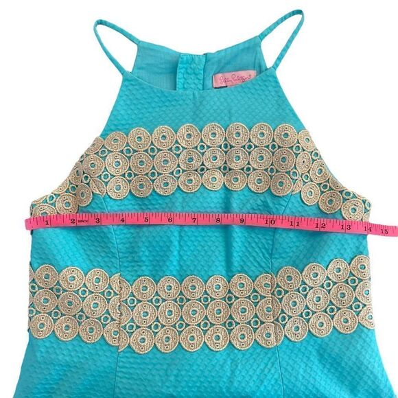 Lilly Pulitzer Annabelle retro shift dress Blue Gold Size 0 - Picture 9 of 11